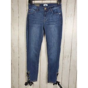 Kensie Skinny Ankle Crop Jeans With Ribbon Hem Womens Size 6/28 New With Tags